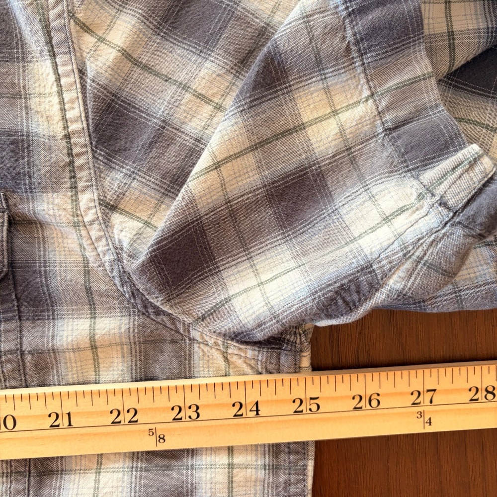 Carhartt Shirt Men's L Blue Gray Plaid Button Up Short Sleeve Original Fit - Picture 6 of 7